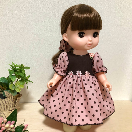 ソランちゃん メルちゃん ピンクドットワンピースとヘアバンド☆26cm