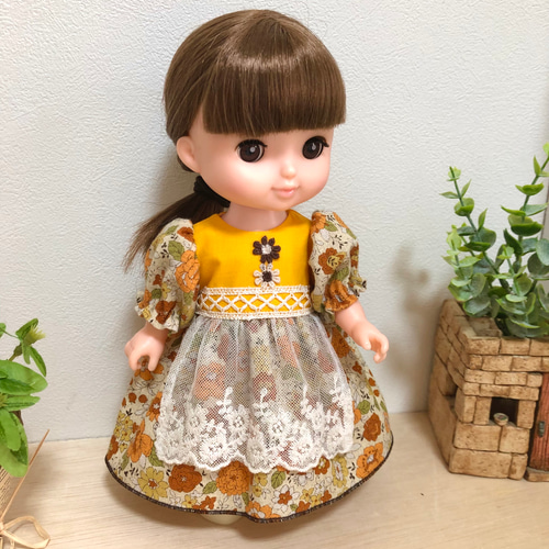 パンプキンカラーワンピース☆26cmドール服、ソランちゃん服 レミン 