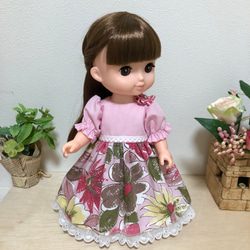 ソランちゃんピーチピンクワンピース☆26cmドール服、ソランちゃん服、レミンちゃん服 3枚目の画像