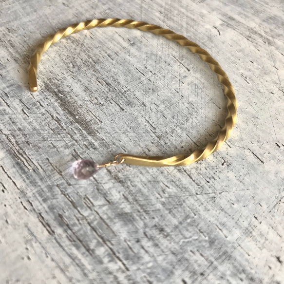 ねじねじ brass bangle + B プレシャスオパール 2枚目の画像