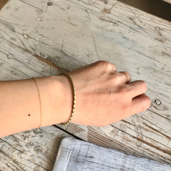 ねじねじ brass bangle + B プレシャスオパール 5枚目の画像