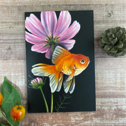 金魚/ひょうたん/瓢箪/開運/幸運/福/ハンドメイド /チョークアート/絵画 金魚/ひょうたん/瓢箪/開運/幸運/福/ハンドメイド /チョーク