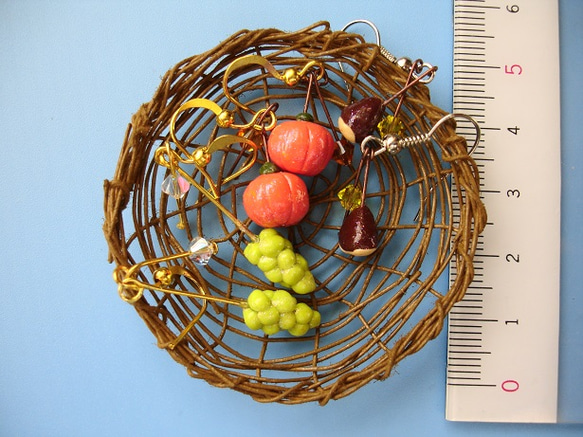 収穫の秋３種のピアス（ざる付き） 5枚目の画像