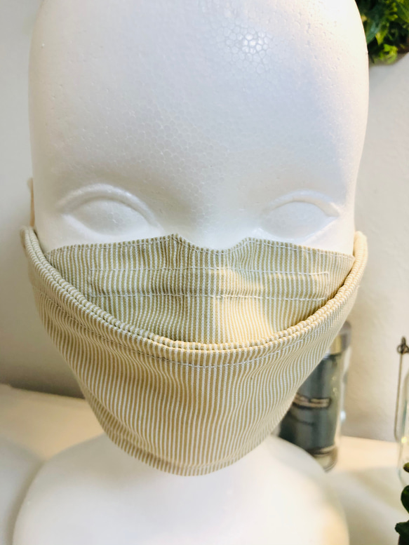 【再販】【オリジナルKF94型マスク】コードレーン生地使用　beige 2枚目の画像