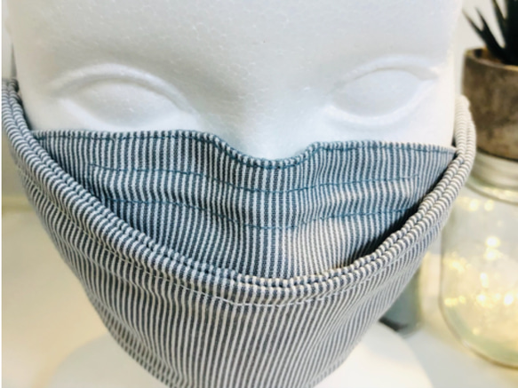 【再販】【オリジナルKF94型マスク】　コードレーン生地使用　フィルターポケット付き　gray 2枚目の画像