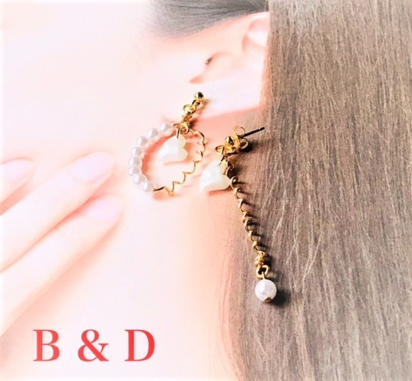 ＜送料無料＞選べる！ ～ハートEarring　リーフ・スティック可愛く個性的　～金属アレ対応～M14 6枚目の画像