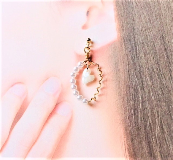 ＜送料無料＞選べる！ ～ハートEarring　リーフ・スティック可愛く個性的　～金属アレ対応～M14 8枚目の画像