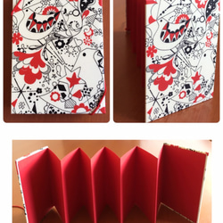 ジャバラ帳　フォトブック（赤い小鳥柄） 2枚目の画像