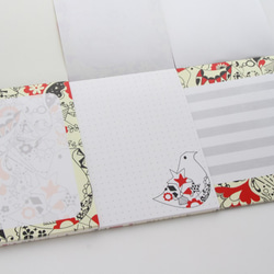 メモ帳（赤い小鳥柄）　上質の書きやすい用紙のメモ帳です 2枚目の画像