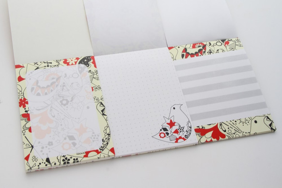 メモ帳（赤い小鳥柄）　上質の書きやすい用紙のメモ帳です 2枚目の画像