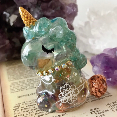 オルゴナイトユニコーンリボン〜台座付き〜