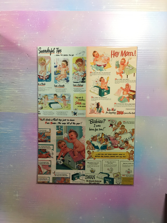 デザインペーパー☆A4サイズ レトロアメリカンベイビー♡10枚