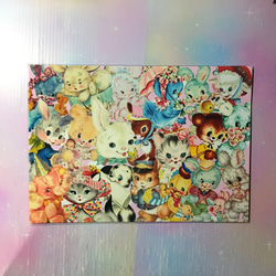 デザインペーパー☆A4サイズ 切手型レトロアニマル♡上下左右