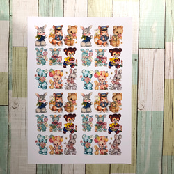 デザインペーパー☆A4サイズ 切手型レトロアニマル♡上下左右