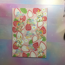 デザインペーパー☆A4サイズ レトロアニマル いちご柄♡10枚セット