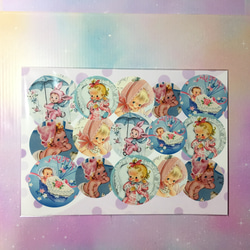 デザインペーパー☆A4サイズ レトロアニマル くまちゃん♡10枚セット