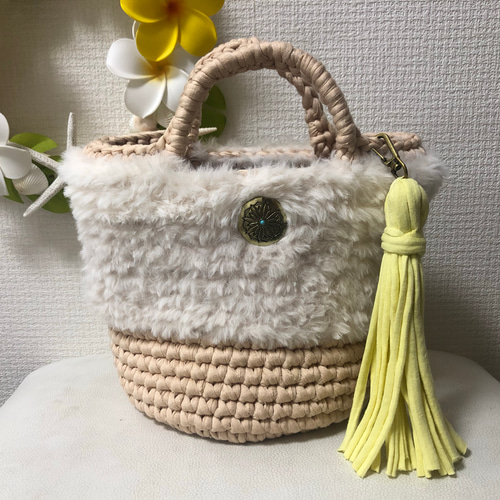 親子コーデズパゲッティファー付きマルシェバッグ ハンドバッグ 