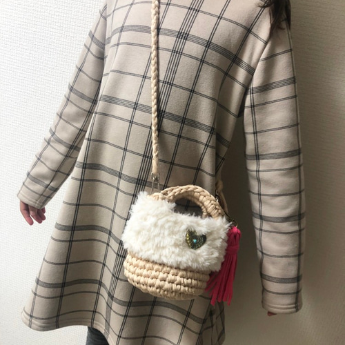 親子コーデズパゲッティファー付きマルシェバッグ ハンドバッグ 
