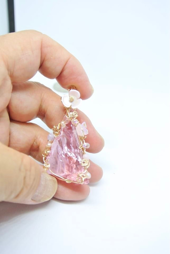 桜姫　ハートオブゴッドウィズインピンク　ワイヤーデザインネックレス 5枚目の画像