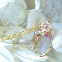 お値引き価格ブルームーンストーン桜姫ワイヤーデザインネックレス 2枚目の画像