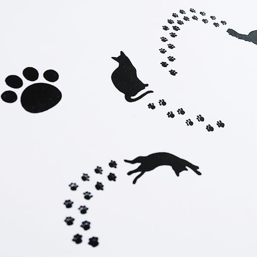 選べる猫ちゃんと肉球シルエットはんこ/Sサイズ はんこ・スタンプ MOON