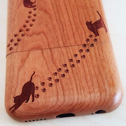 肉球足跡和小貓咪輪廓造型iPhone6手機殼（櫻桃） 第2張的照片