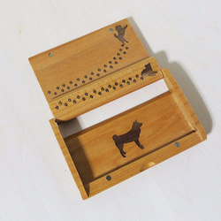 Shiba Inu和Paddle Footprint折疊木製名片夾（楓木） 第6張的照片