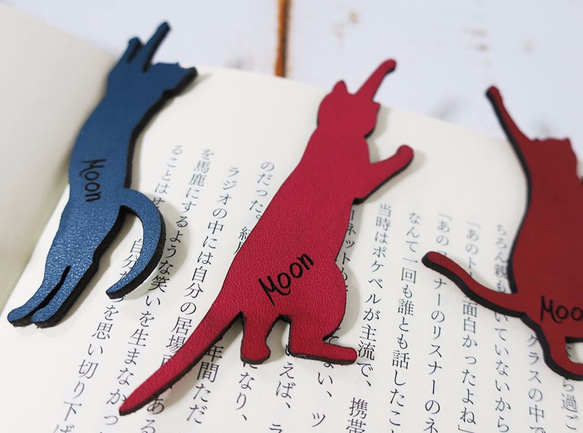 ☆猫ちゃん選べる☆手だし猫ちゃんの革しおり 5枚目の画像