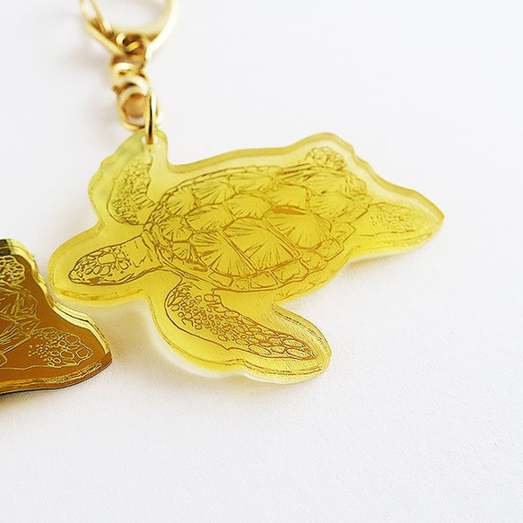 時尚的 Honu（海龜）鑰匙鏈 ☆ 2 種金色可供選擇 !! 沖繩 ☆ 真實 第3張的照片