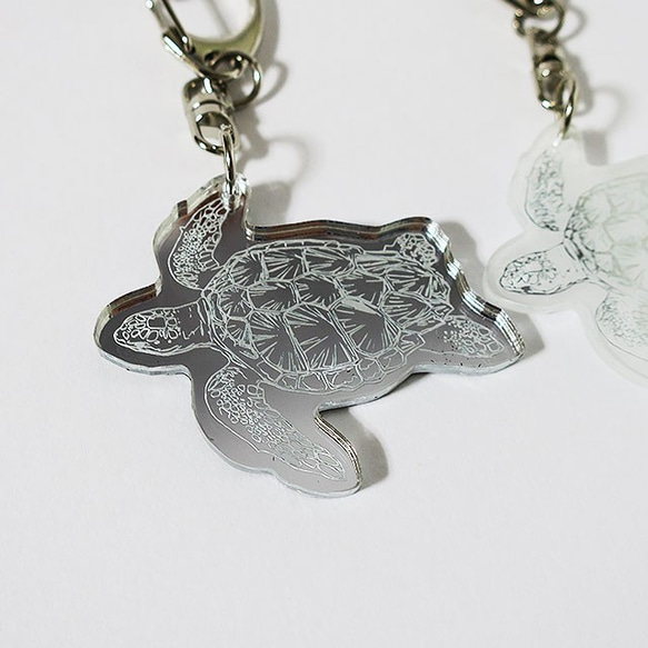 時尚的 Honu（海龜）鑰匙鏈 ☆ 2 種銀色可供選擇 !! 沖繩 ☆ 真實 第3張的照片