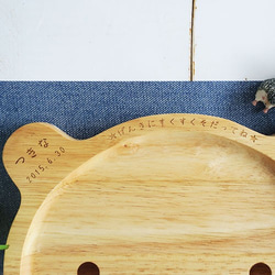 ★我們會在上面刻上你的名字♪✰木製兒童午餐盤和勺子（熊）非常適合生日和分娩禮物♪ 第7張的照片