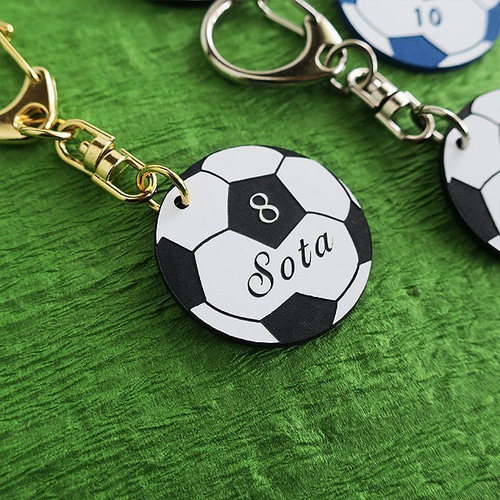 名入れ無料】10個セット 背番号刻印☆サッカーボール キーホルダー