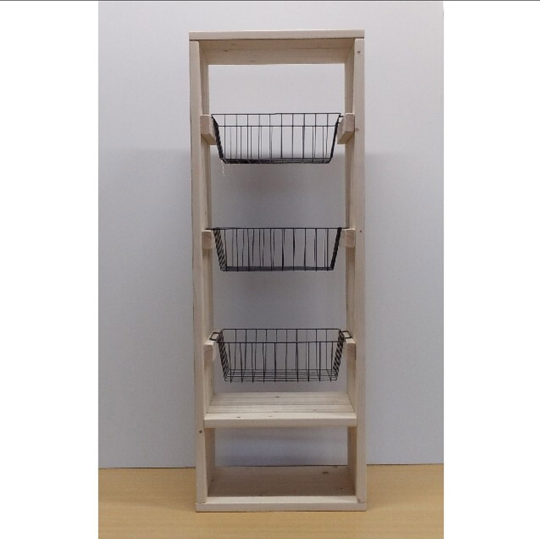 ワイヤーバスケットラック　棚　収納シェルフ　収納棚　かご　カゴラック　アイアン籠 バスケット
