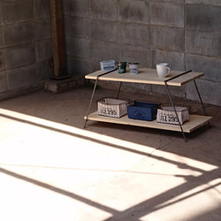 (送料無料)板付きアイアンシェルフ アイアンレッグ 観葉植物ラック キャンプバーベキューラック アウトドア テーブル 2枚目の画像