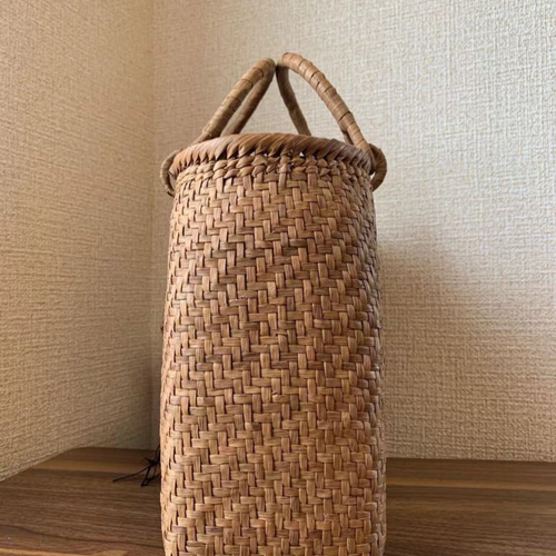 山葡萄 山葡萄籠バッグ 手作り 山葡萄かごバッグ 網代編み 細ひご 内布