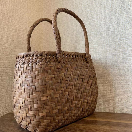 山葡萄 山葡萄かごバッグ 手作り 山葡萄籠バッグ 網代編み 内布