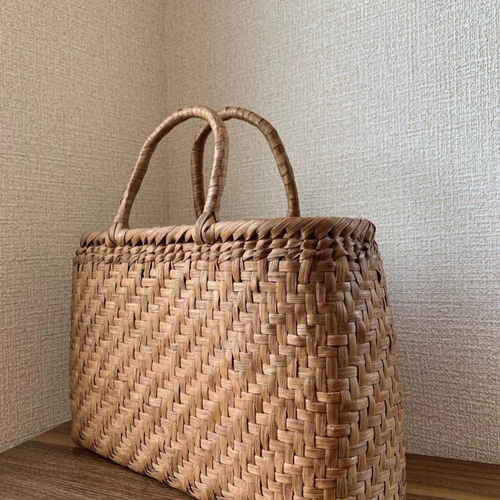 山葡萄 山葡萄かごバッグ 手作り 山葡萄籠バッグ 網代編み 定番 内布