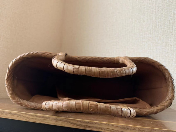 山葡萄　山葡萄かごバッグ　手作り　山葡萄籠バッグ　網代編み　定番　内布あり 