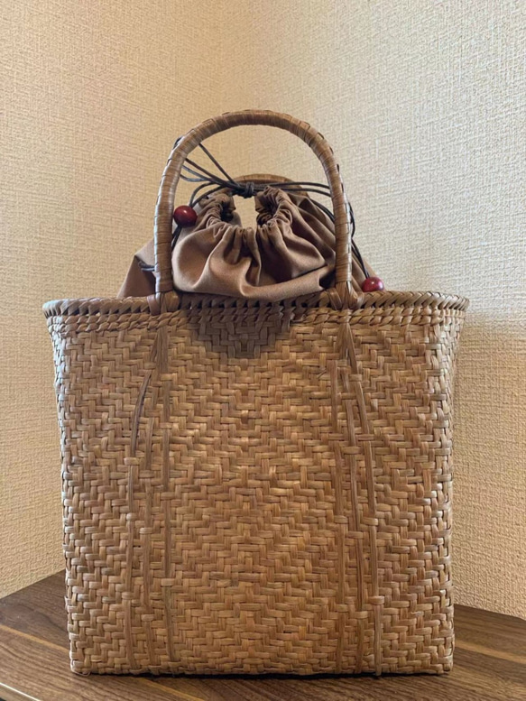 山葡萄 山葡萄かごバッグ 手作り 籠バッグ 網代編み LLサイズ