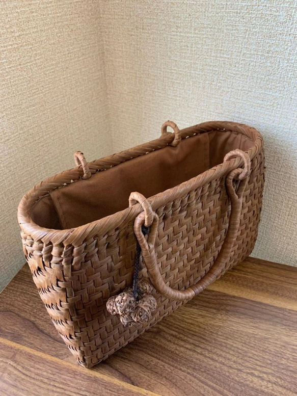 山葡萄 山葡萄かごバッグ 手作り 山葡萄かごバッグ 内布あり