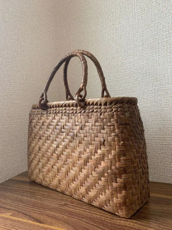 山葡萄　山葡萄かごバッグ　手作り　山葡萄籠バッグ　網代編み　定番　内布あり 