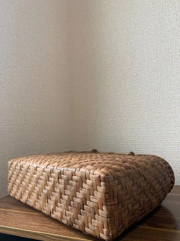 山葡萄　山葡萄かごバッグ　手作り　山葡萄籠バッグ　網代編み　定番　内布あり 