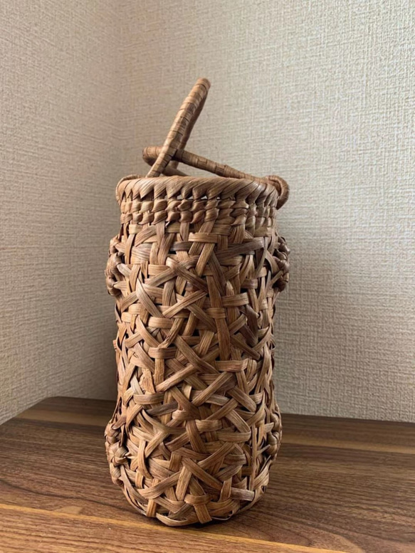 山葡萄 山葡萄かごバッグ 手作り 山葡萄籠バッグ 乱れ編み、花編み 内 