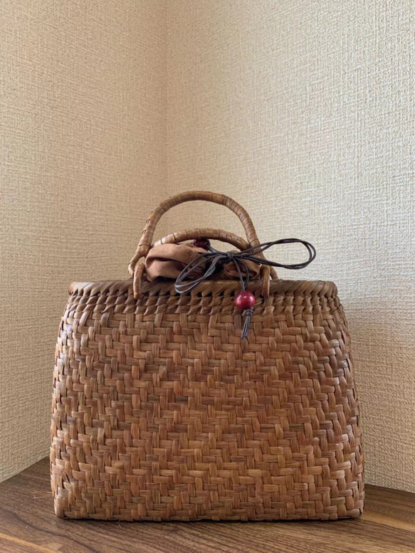 山葡萄 山葡萄かごバッグ 手作り 山葡萄籠バッグ 網代編み 内布あり