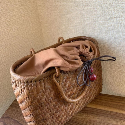 山葡萄 山葡萄かごバッグ 手作り 山葡萄籠バッグ 網代編み 内布あり
