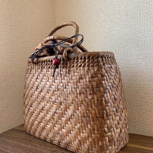 山葡萄 山葡萄かごバッグ 手作り 山葡萄籠バッグ 網代編み 内布あり
