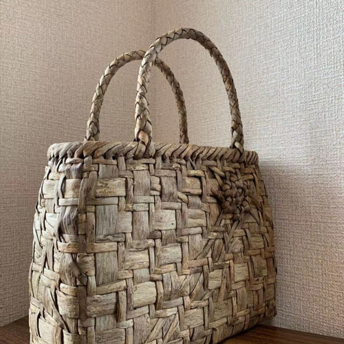 胡桃籠 胡桃 籠バッグ くるみかごバッグ 花編み 手作り クルミ籠バッグ
