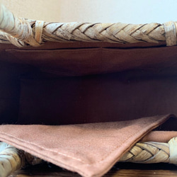 胡桃　胡桃籠バッグ　手作り　クルミかごバッグ　網代編み　くるみ表皮　内布あり 6枚目の画像
