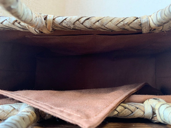 胡桃　胡桃籠バッグ　手作り　クルミかごバッグ　網代編み　くるみ表皮　内布あり 6枚目の画像