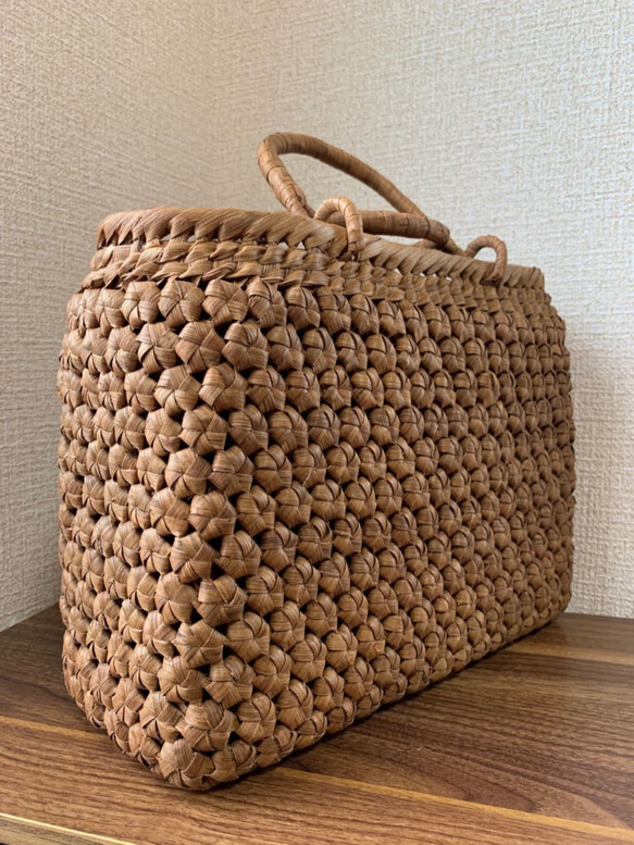 山葡萄　山葡萄籠バッグ　山葡萄かごバッグ　花編み　内布あり 